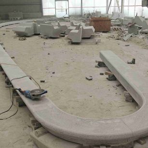 宁德 芝麻白花岗岩弧形花坛石，坐凳石