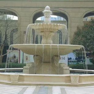 宁德 黄金麻花岗岩异型加工——户外庭院石雕流水喷泉