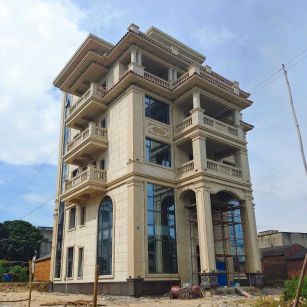 宁德 黄金麻花岗岩石材别墅外墙干挂搭配（雕花栏杆花瓶柱门楼罗马柱）