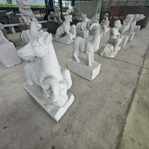 宁德 芝麻白花岗岩造型立体雕刻——十二生肖