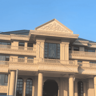 宁德黄金麻别墅外墙干挂石材效果示例