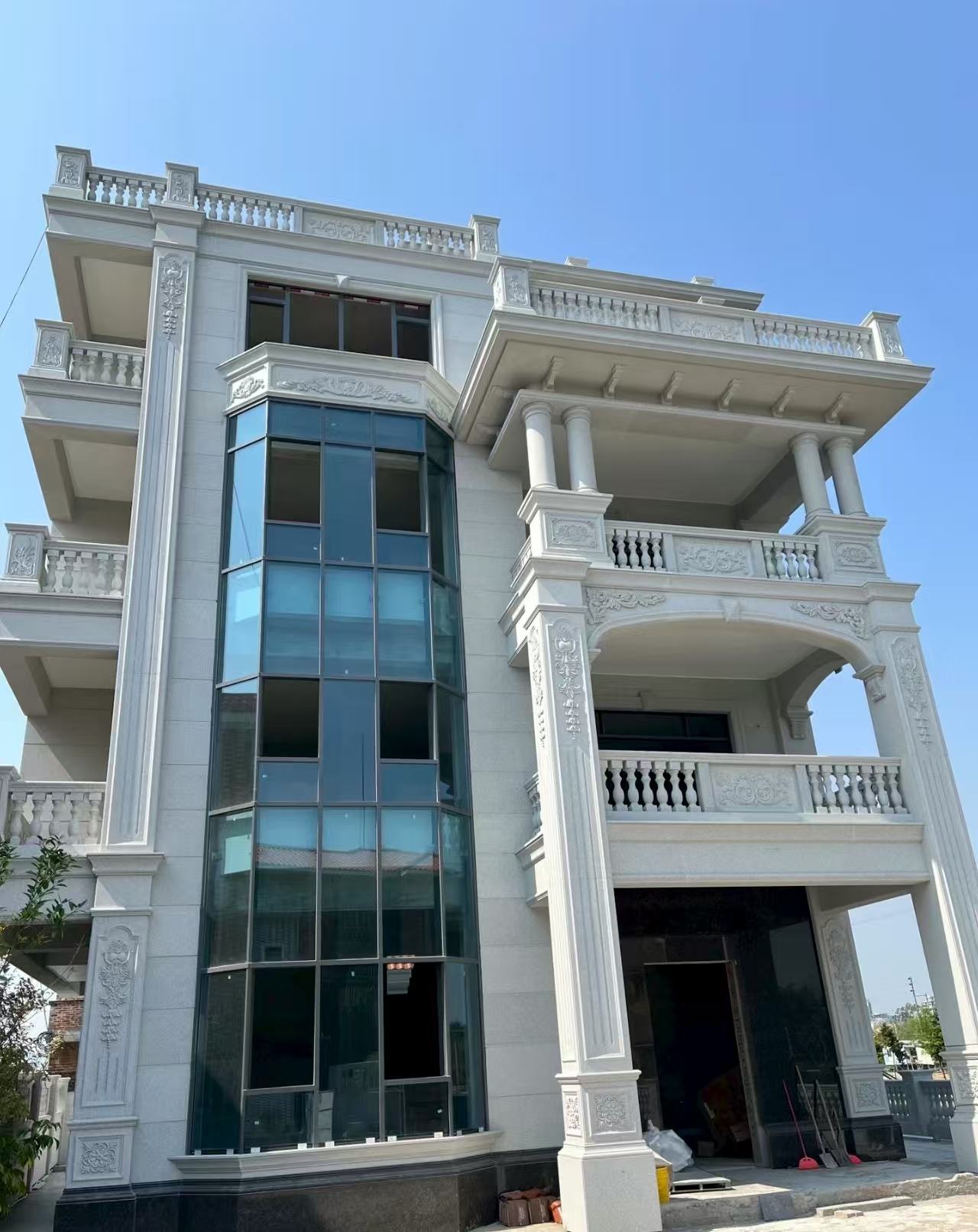 宁德 白麻花岗岩别墅外墙干挂效果展示