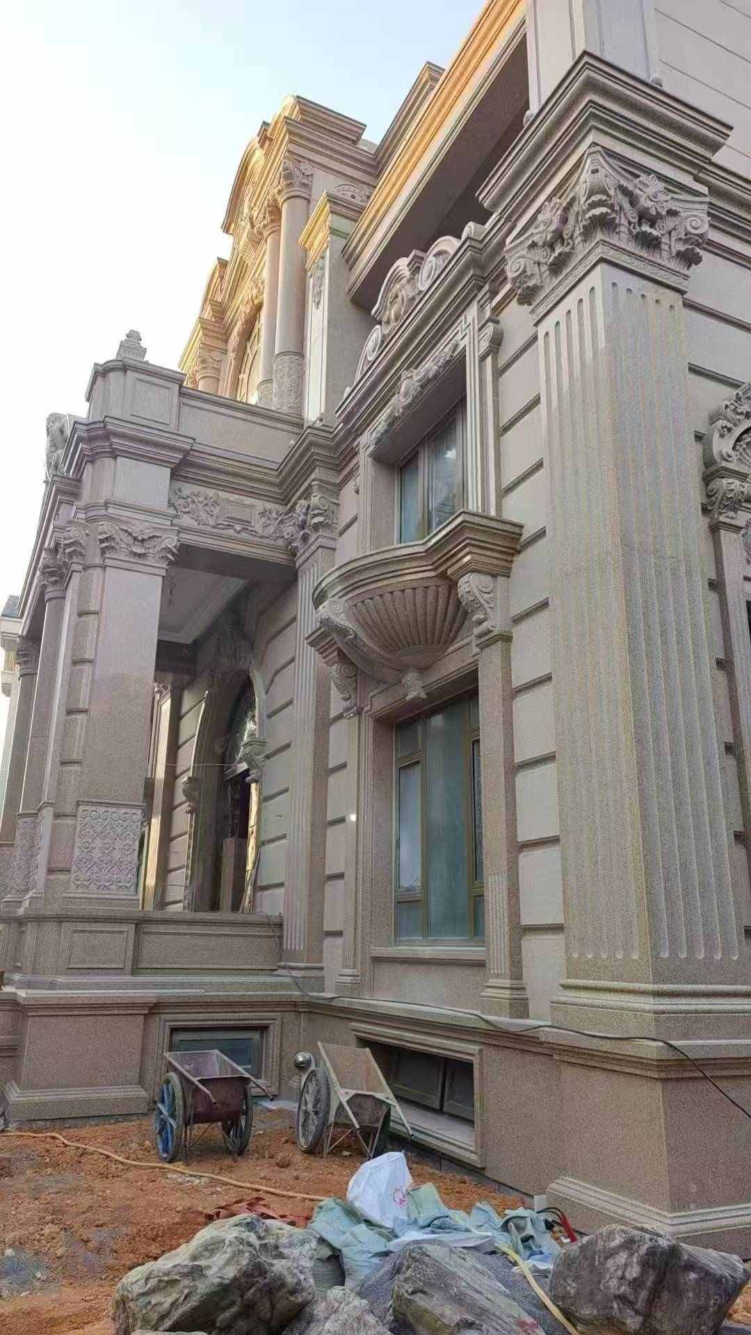 宁德 黄金麻花岗岩光面别墅外墙干挂施工完成