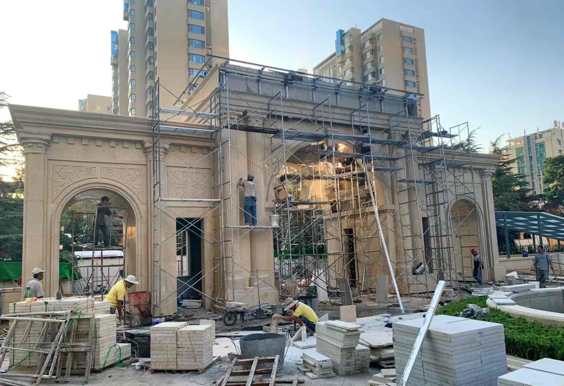 宁德 黄金麻荔枝面花岗岩小区门楼外墙干挂