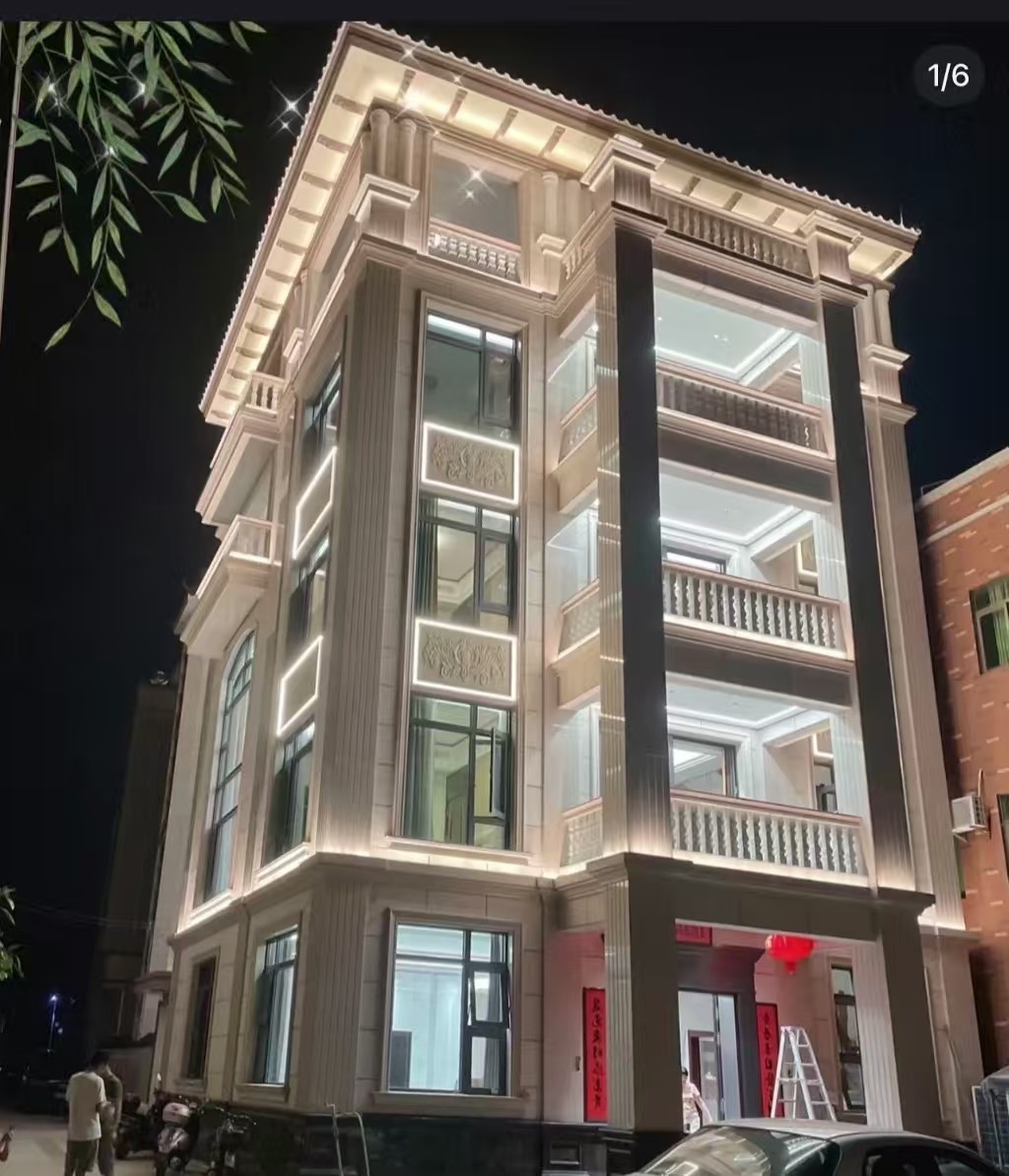 宁德 芝麻白花岗岩别墅外墙夜间效果